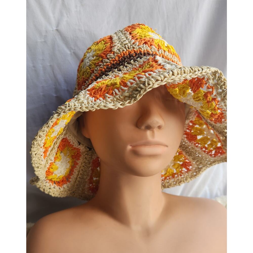 Steve Madden Summer Bucket Hat Orange Yellow Beige